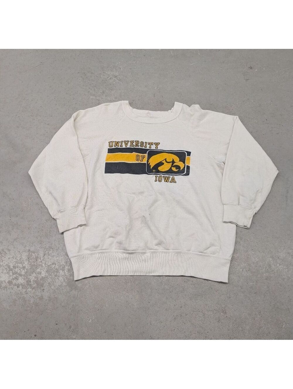 Vintage 70s 80s University of Iowa Hawkeyes White Sweater